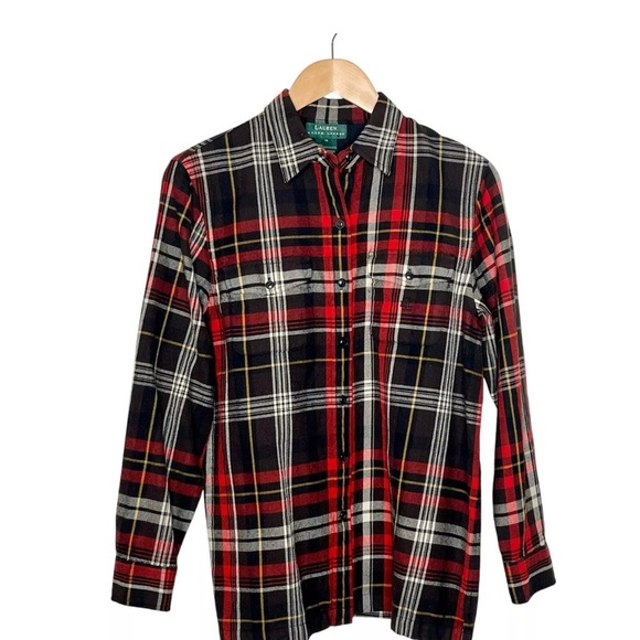Ralph Lauren Red and Black Casual Button Down Shirt Women’s Sz L - Picture 13 of 16